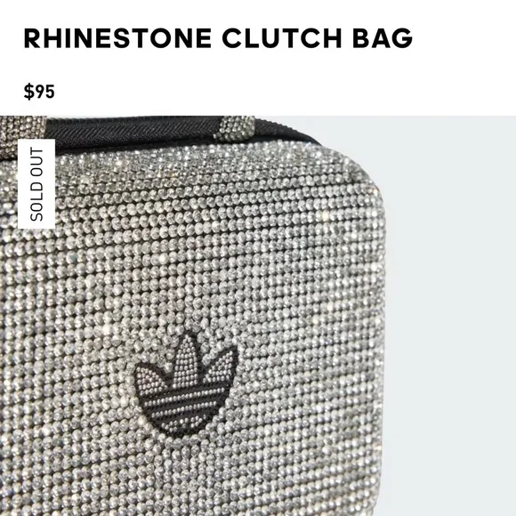 NWT Adidas Sparkling Rhinestone Clutch - Silver and Black - Picture 5 of 7